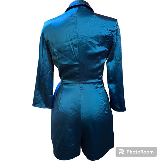 Zara blue satin effects wrap style romper - Picture 3 of 11